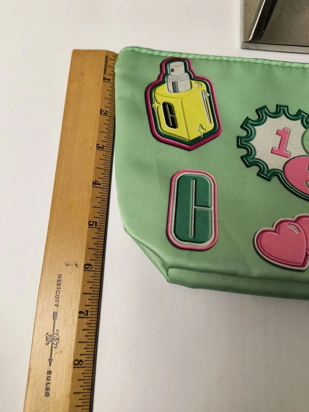 Clinique Mint Green Cosmetic Pouch with Yellow Patch
